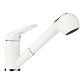 Baterie bucătărie Schock Cosmo Cristalite Alpina cu cap extractibil, 2 tipuri de jet, aspect granit, cartuș ceramic, alb