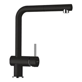 Baterie bucătărie Schock Epos Cristalite Nero cu cap extractibil, aspect granit, cartuș ceramic, negru