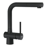 Baterie bucătărie Schock Laios Cristadur Magma cu cap extractibil, aspect granit, cartuș ceramic, negru metalizat