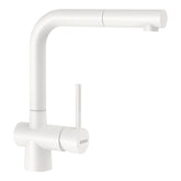 Baterie bucătărie Schock Laios Cristadur Polaris cu cap extractibil, aspect granit, cartuș ceramic, alb polar