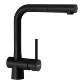 Baterie bucătărie Schock Laios Cristadur Puro cu cap extractibil, aspect granit, cartuș ceramic, negru intens