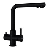 Baterie bucătărie Schock Vitus Cristadur Puro cu cap extractibil, 3 căi, aspect granit, cartuș ceramic, negru intens