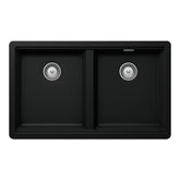 Chiuvetă bucătărie granit compozit Schock Greenwich N-200 Puro 750x455 mm, montaj pe/sub blat, negru intens