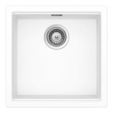 Chiuvetă bucătărie granit compozit Schock Kiruna N-100 Day 456x456 mm, montaj pe/sub blat, alb imaculat