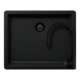 Set chiuvetă bucătărie Schock Greenwich N-100L 556 x 456 mm Cristadur Puro, negru intens cu părți vizibile și baterie bucătărie Schock Kavus cu cap extractibil Puro