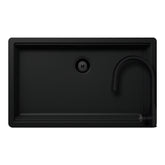 Set chiuvetă bucătărie Schock Greenwich N-100XL 750 x 456 mm Cristadur Puro, negru intens cu părți vizibile și baterie bucătărie Schock Kavus cu cap extractibil Puro