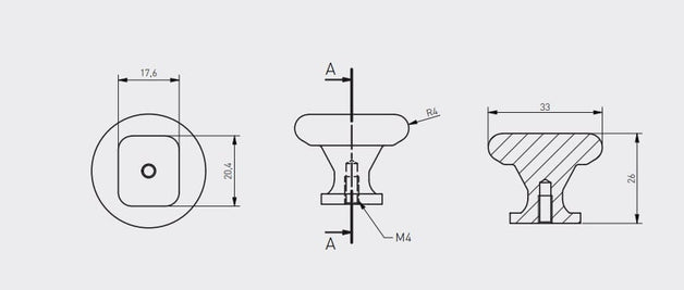 Buton mobilă LORENA 33x26 mm, brushed gold