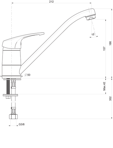 08905 BATERIE MONOCOMANDĂ VERTICALĂ PENTRU BUCĂTĂRIE - crom