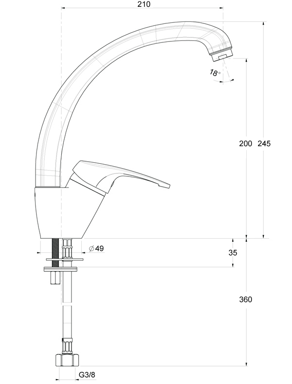 08910 BATERIE MONOCOMANDĂ VERTICALĂ PENTRU BUCĂTĂRIE - fatgranit