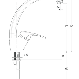 08910 BATERIE MONOCOMANDĂ VERTICALĂ PENTRU BUCĂTĂRIE - crom