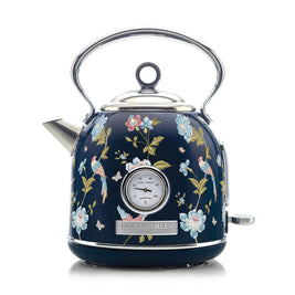 Fierbător electric Laura Ashley Elveden Navy, 1.7 L, 1500 W, inox, cu termometru, filtru anticalcar