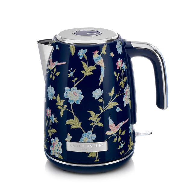 Fierbător electric Laura Ashley Elveden Navy, 1.7 L, 2200 W, inox, cu filtru anticalcar