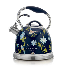 Fierbător pe plită Laura Ashley Elveden Navy, 3 L, inox, cu fluierat, compatibil inducție