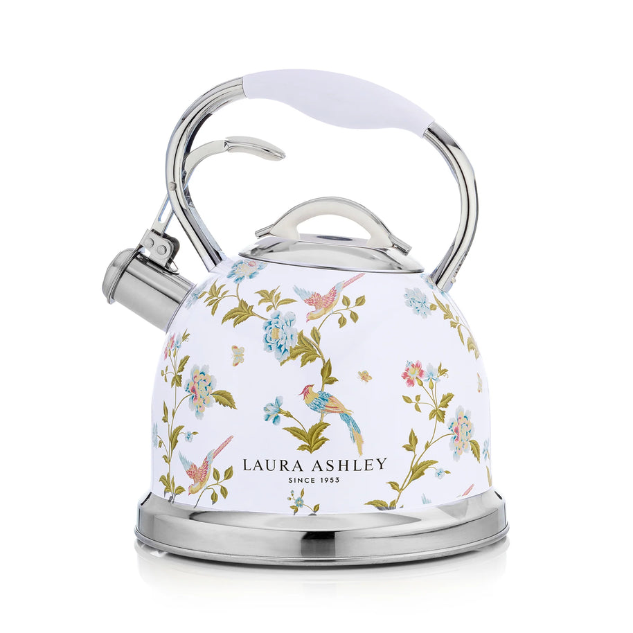 Fierbător pe plită Laura Ashley Elveden White, 3 L, inox, cu fluierat, compatibil inducție