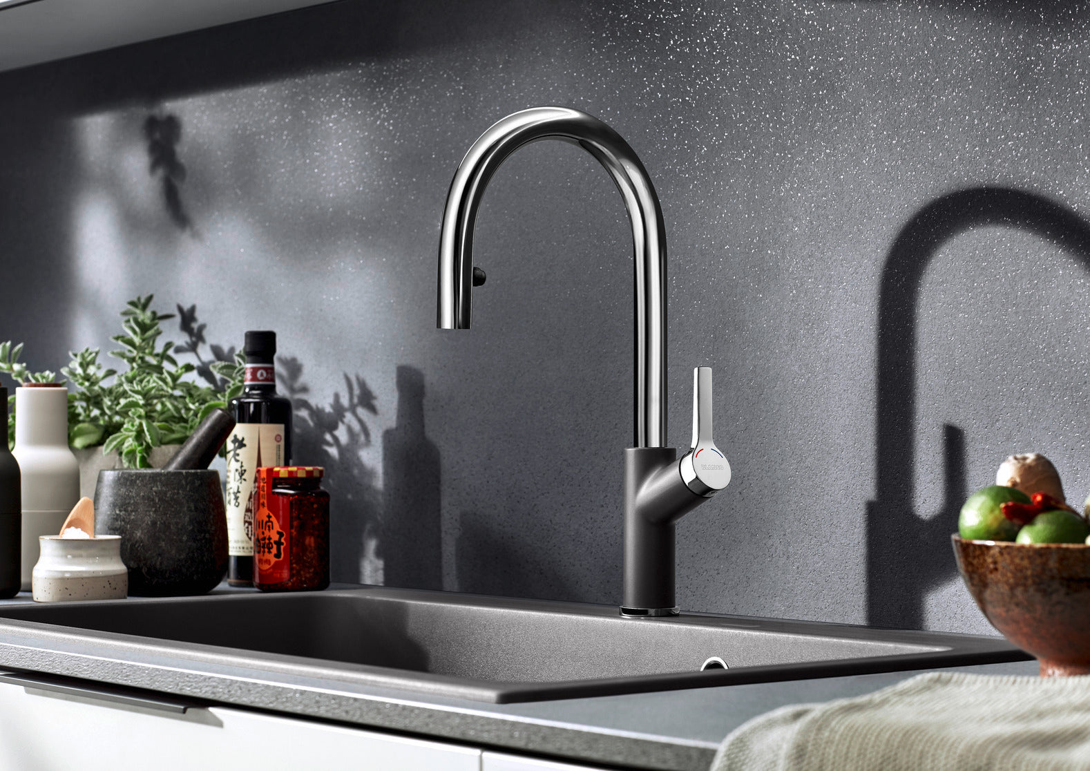 Baterie bucătărie Blanco CARENA-S Vario – antracit/crom HD