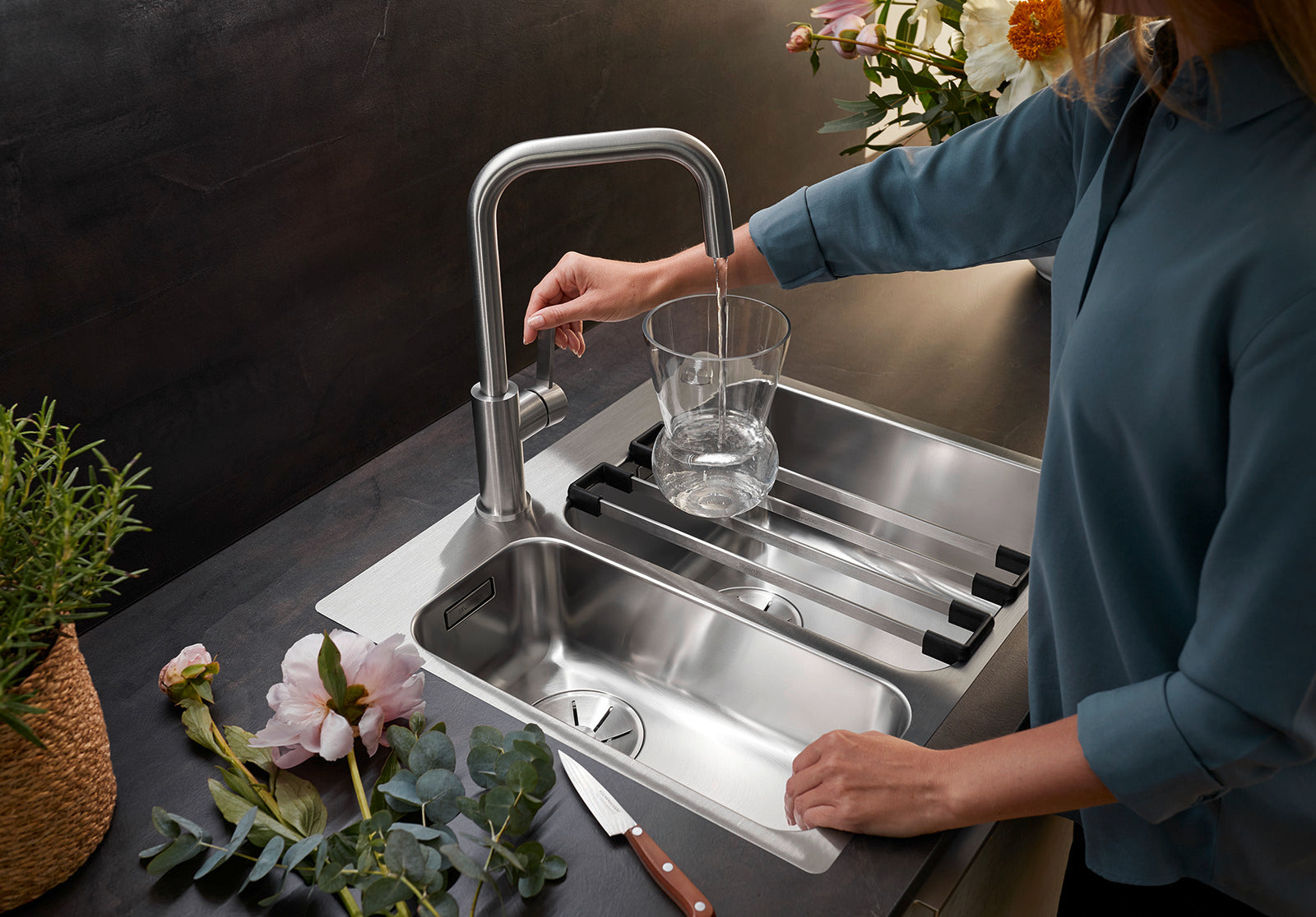 Baterie bucătărie Blanco JANDORA – inox masiv perlat HD