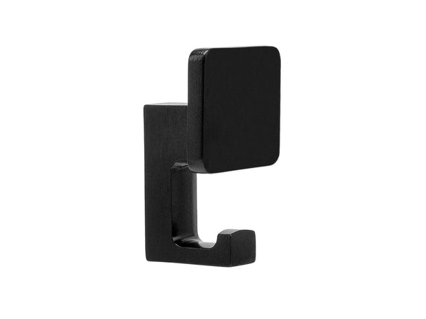 Agățătoare dublă Tulip Pera – negru mat, H64 mm, 2 cârlige, zamac, montaj frontal