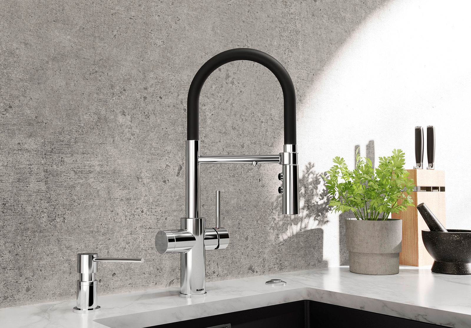 Baterie bucătărie Blanco CATRIS-S FLEXO Filter – PVD steel HD