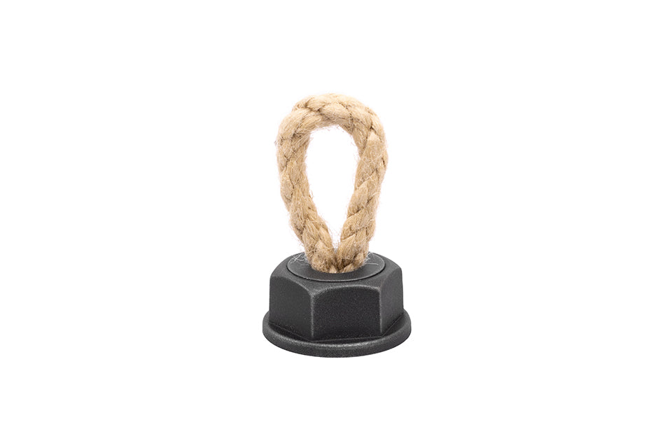 Buton mobilier Rope – antichizat negru, plastic, rotund, 35×27 mm, fără șurub