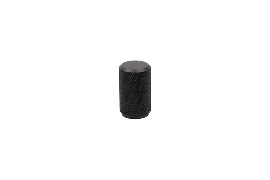 Buton mobilier Tulip Mella – negru mat, cilindric, rotund (aluminiu)