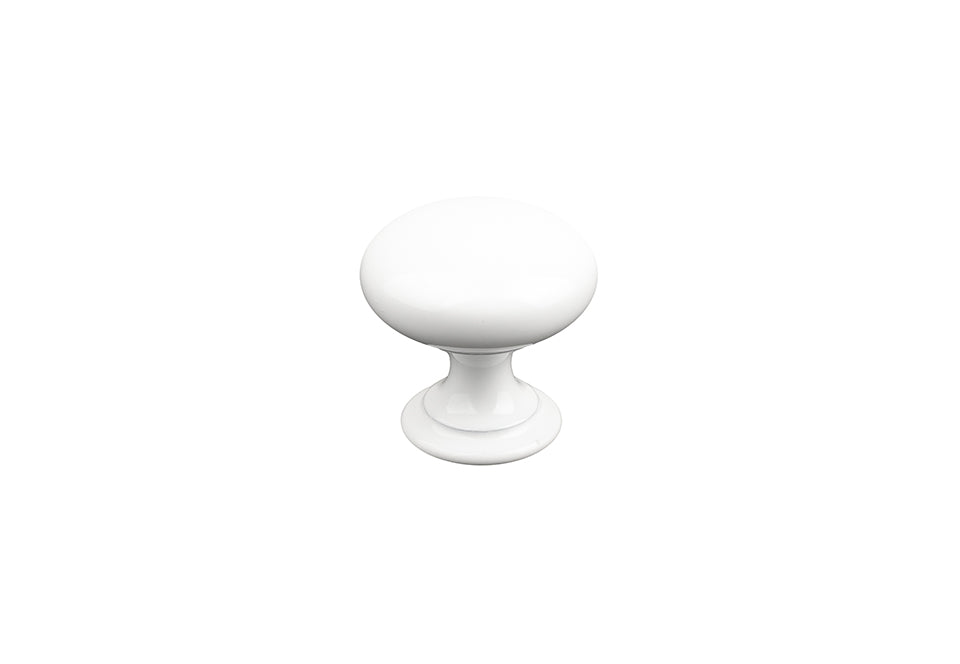 Buton mobilier Jota – alb lucios, rotund, 28×28 mm, cu șurub