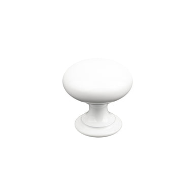 Buton mobilier Jota – alb lucios, rotund, 28×28 mm, cu șurub