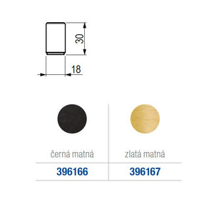 Buton mobilier Tulip Mella – negru mat, cilindric, rotund (aluminiu)