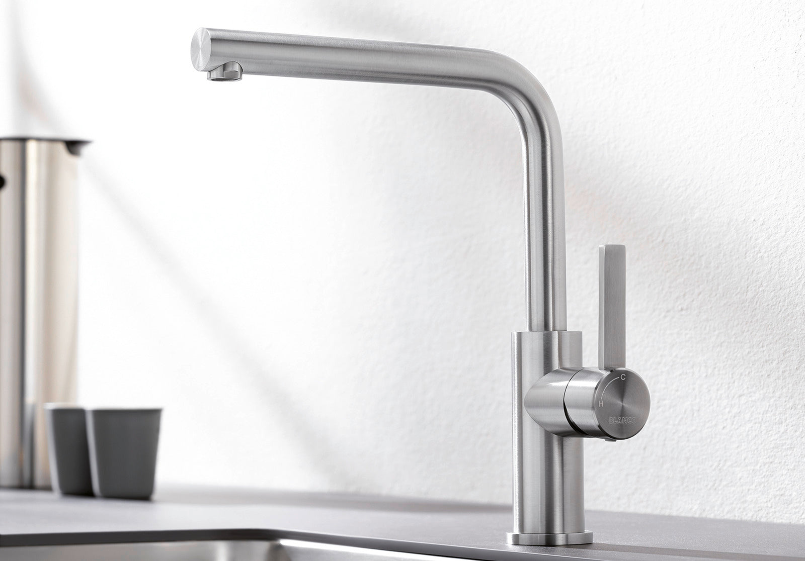 Baterie bucătărie Blanco LANORA – inox masiv perlat HD