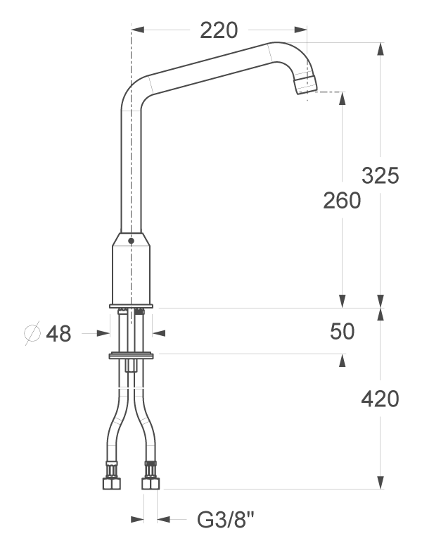 12914 BATERIE MONOCOMANDĂ VERTICALĂ PENTRU BUCĂTĂRIE - crom