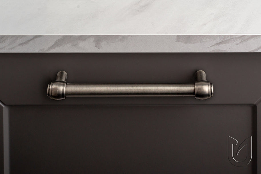 Mâner pentru mobilier Tulip Rustik 128 – finisaj cositor vechi, zamac, interax 128 mm