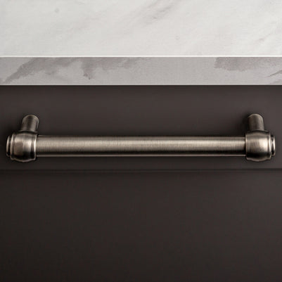 Mâner pentru mobilier Tulip Rustik 128 – finisaj cositor vechi, zamac, interax 128 mm