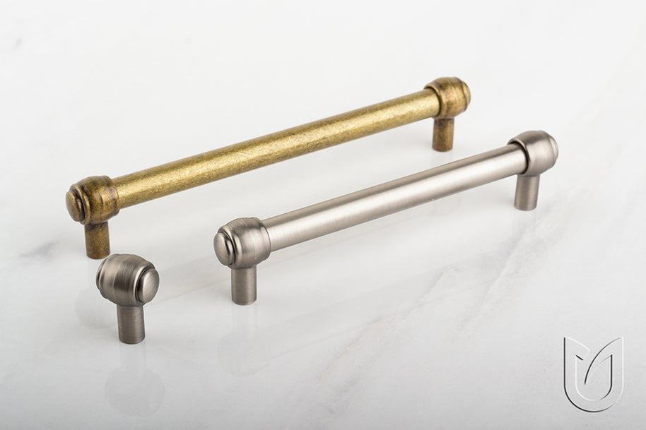 Mâner pentru mobilier Tulip Rustik 128 – finisaj cositor vechi, zamac, interax 128 mm