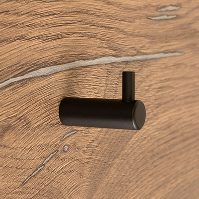 Cuier bară Tulip Balo XL – negru mat, 4 cârlige, zamac, montaj frontal, șuruburi și dibluri incluse