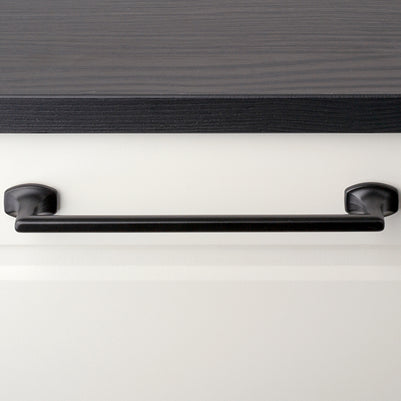 Buton mobilier Tulip Menfi – negru mat, dreptunghiular, 35 × 25 mm, H24 mm, interax 20 mm (zamac)