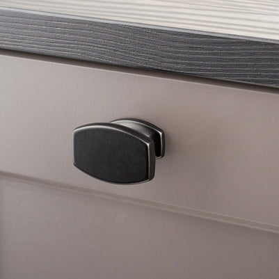 Buton mobilier Tulip Menfi – negru mat, dreptunghiular, 35 × 25 mm, H24 mm, interax 20 mm (zamac)