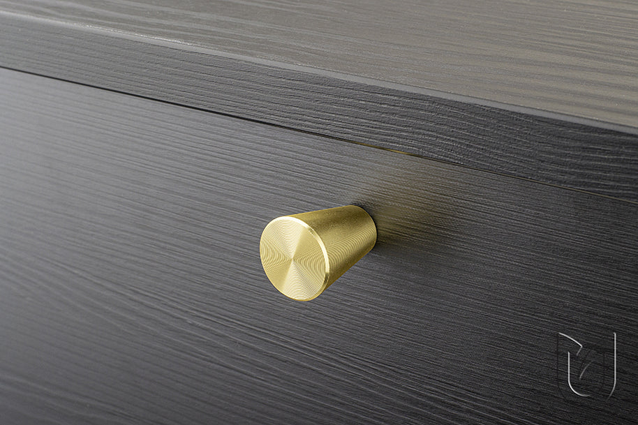 Buton mobilier Tulip Conic – maro mat, conic, rotund (aluminiu)