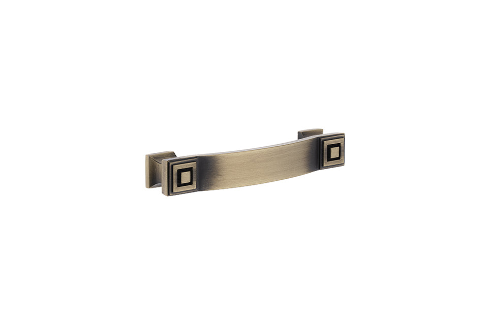 Mâner pentru mobilier Tulip Serena – alamă antichizată, mat, zinc, interax 128 mm