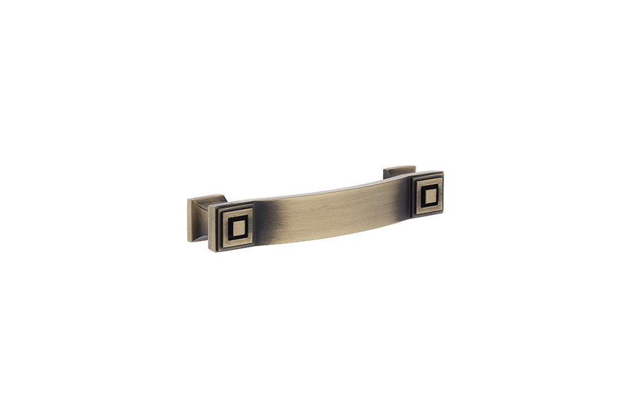 Mâner pentru mobilier Tulip Serena – alamă antichizată, mat, zinc, interax 128 mm