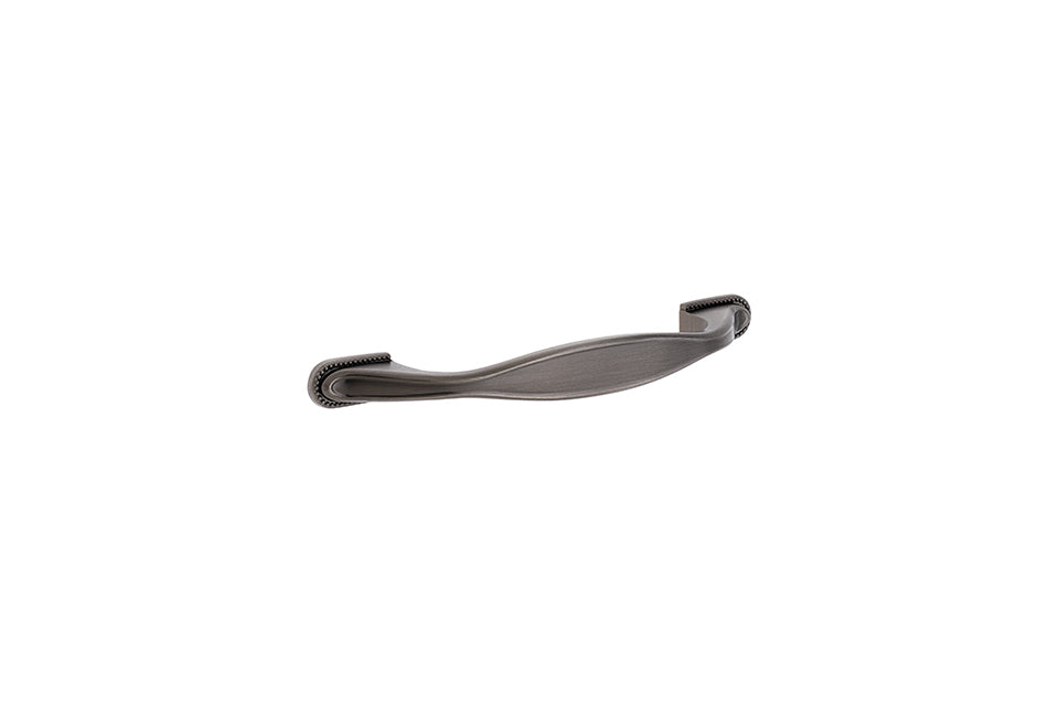 Mâner pentru mobilier Tulip Tomo – cositor antichizat (pewter/old tin), finisaj șlefuit, interax 96 mm