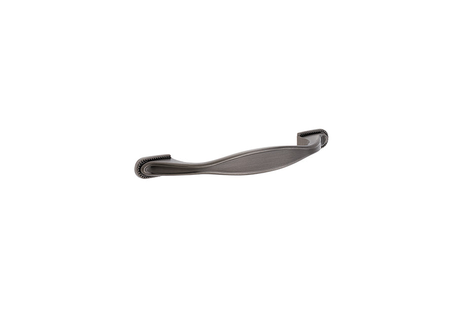 Mâner pentru mobilier Tulip Tomo – cositor antichizat (pewter/old tin), finisaj șlefuit, interax 96 mm