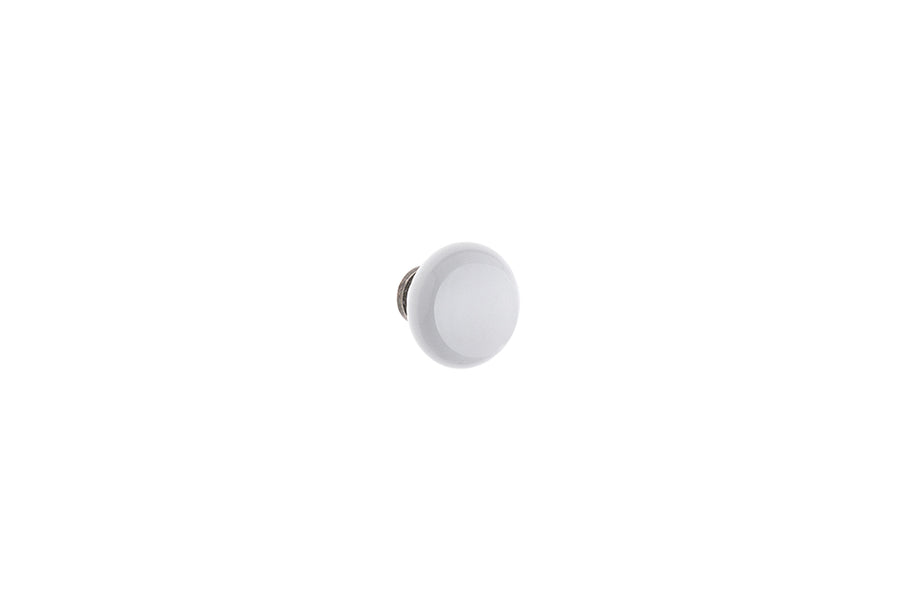 Buton mobilier Tulip Sara – cositor antichizat / porțelan alb, rotund, finisaj lucios