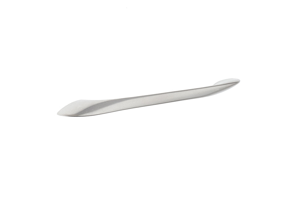 Mâner pentru mobilier Tulip Besina – nichel mat (satin), zamac, interax 128 mm (cu șuruburi)
