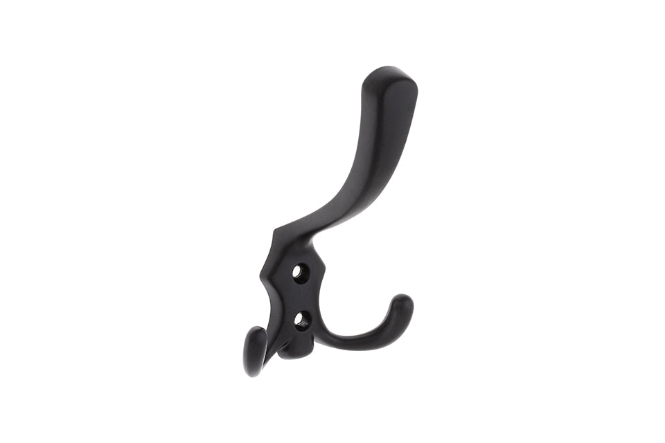 Agățătoare pentru cuier Tulip Lugo XL – negru mat, 3 cârlige, zamac, montaj frontal (cu șuruburi incluse)