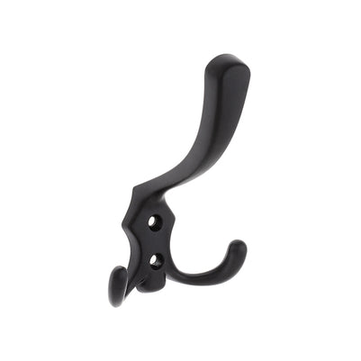 Agățătoare pentru cuier Tulip Lugo XL – negru mat, 3 cârlige, zamac, montaj frontal (cu șuruburi incluse)