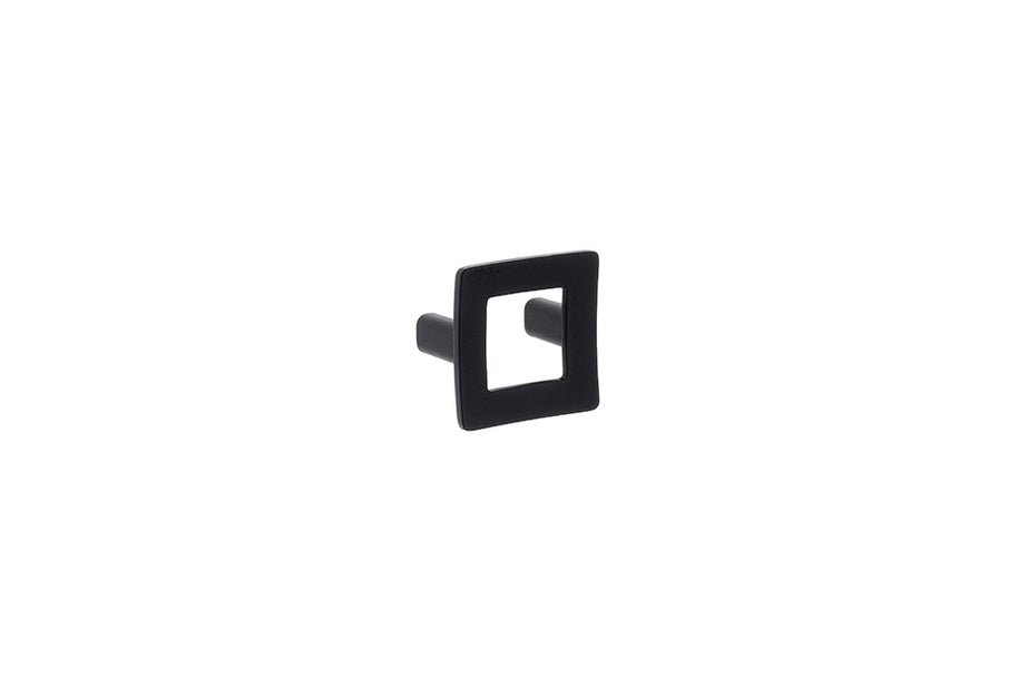 Buton mobilier Tulip Frame 32 – negru mat, pătrat, interax 32 mm (zamac)