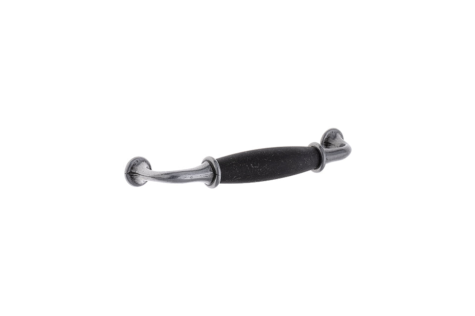 Mâner pentru mobilier Tulip Victoria – negru antichizat (mat), zamac, interax 128 mm