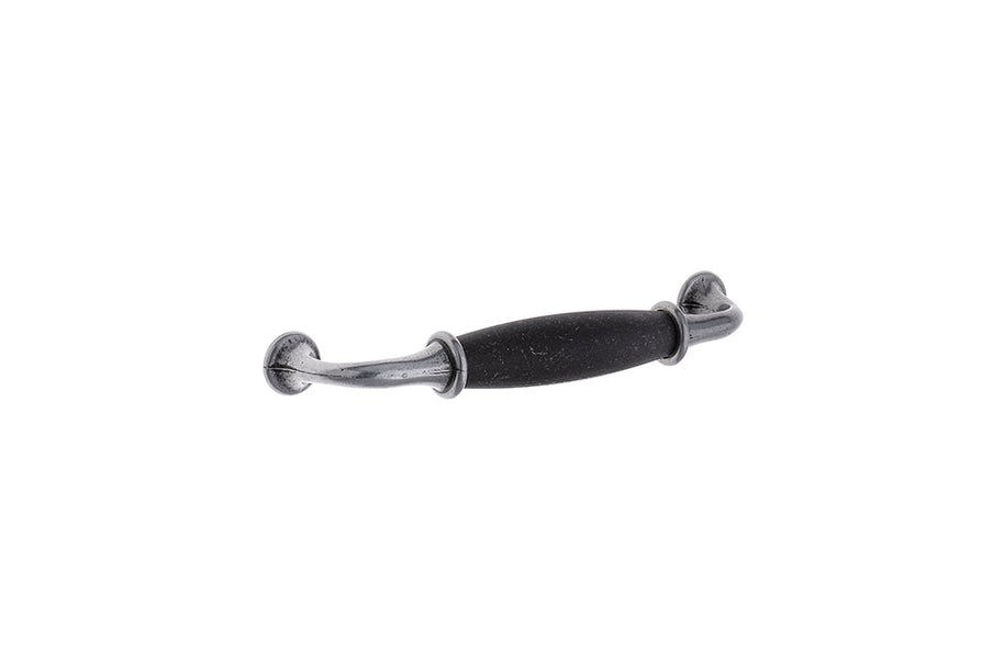 Mâner pentru mobilier Tulip Victoria – negru antichizat (mat), zamac, interax 128 mm