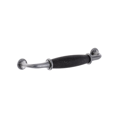 Mâner pentru mobilier Tulip Victoria – negru antichizat (mat), zamac, interax 128 mm
