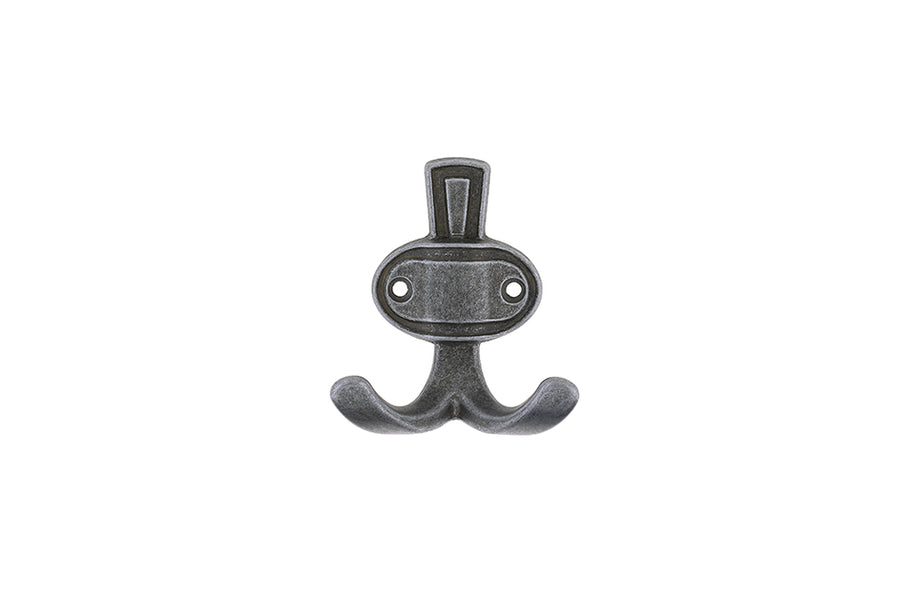 Agățătoare pentru cuier Tulip Rubico – negru antic, 2 agățători, metal patinat, zinc, montaj frontal (cu șuruburi incluse)