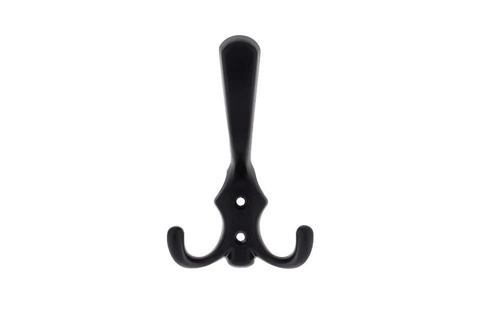 Agățătoare pentru cuier Tulip Lugo XL – negru mat, 3 cârlige, zamac, montaj frontal (cu șuruburi incluse)
